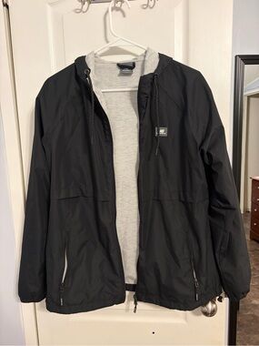 New Balance Black Hooded Windbreaker with Light Gray Liner